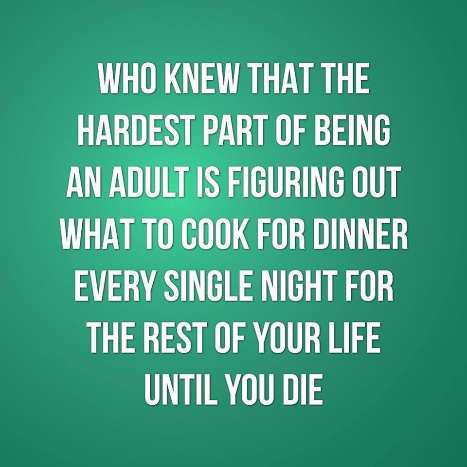 Who knew that the hardest part of being an adult is figuring out what to cook for dinner every single night for the rest of your life until you die